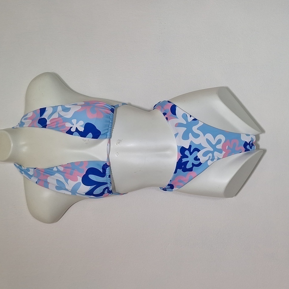 MakeMeChic Bikini Swim Suit Blue Floral